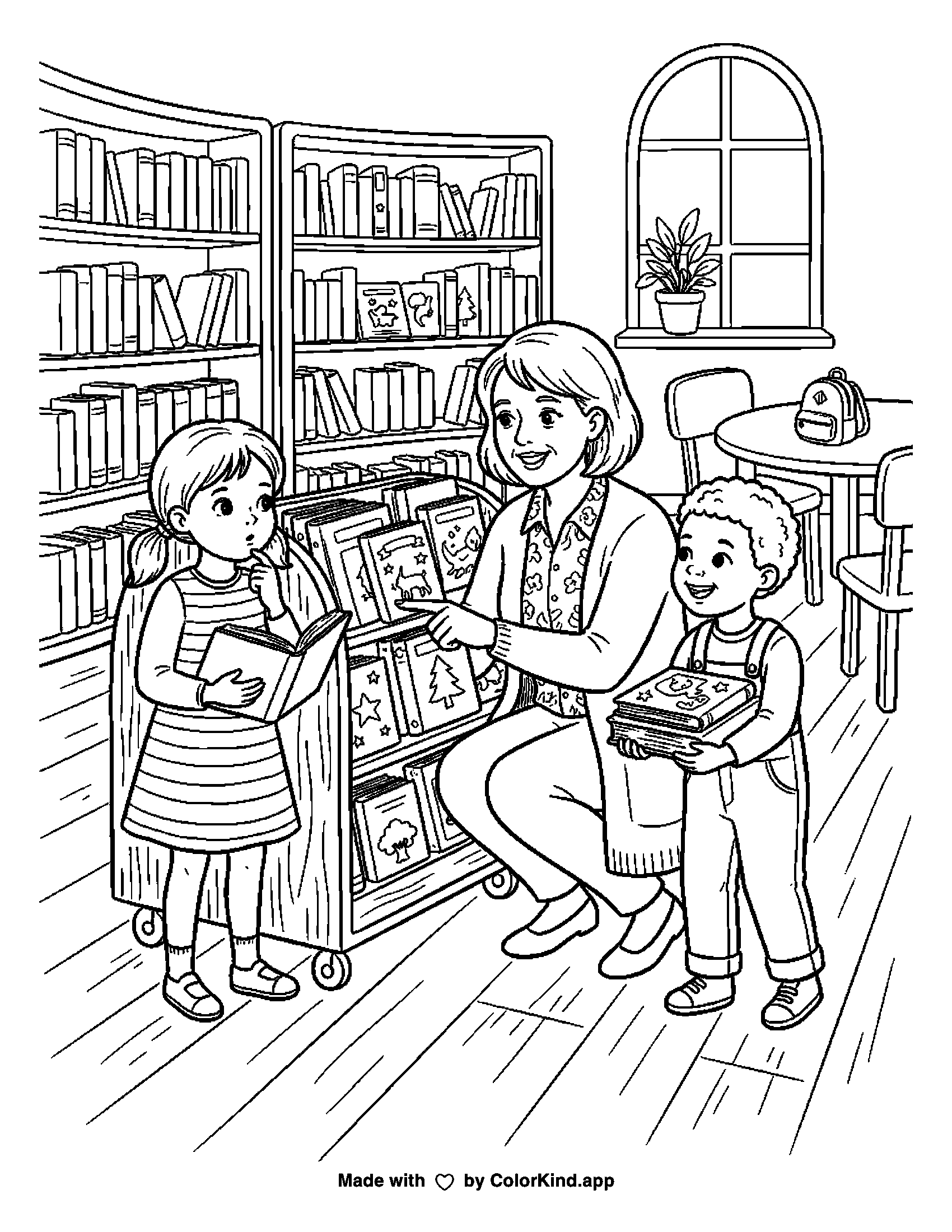 Printable black-and-white community helpers coloring page