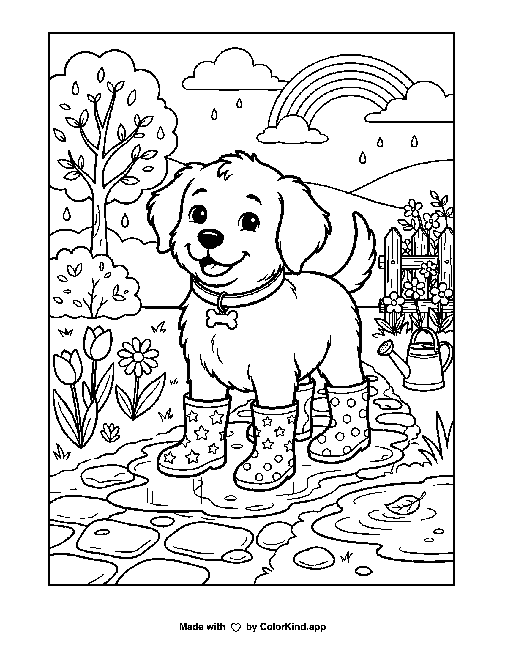 A print-ready ColorKind example for pet coloring page ideas