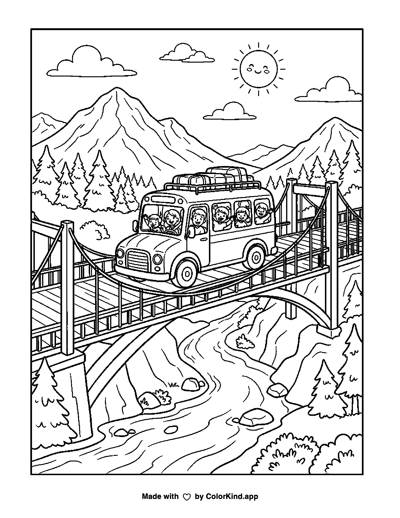 A print-ready ColorKind example for transportation coloring page ideas
