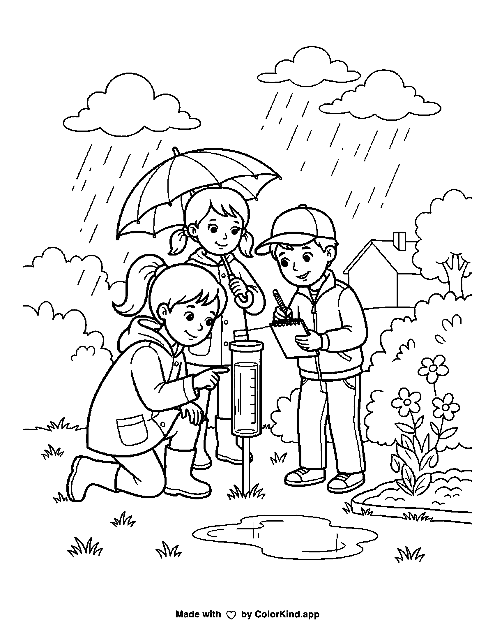 A print-ready ColorKind example for weather coloring page ideas