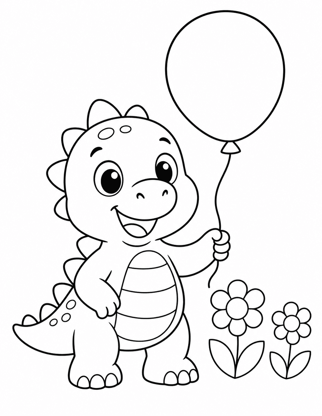 A simple custom dinosaur coloring page created with ColorKind