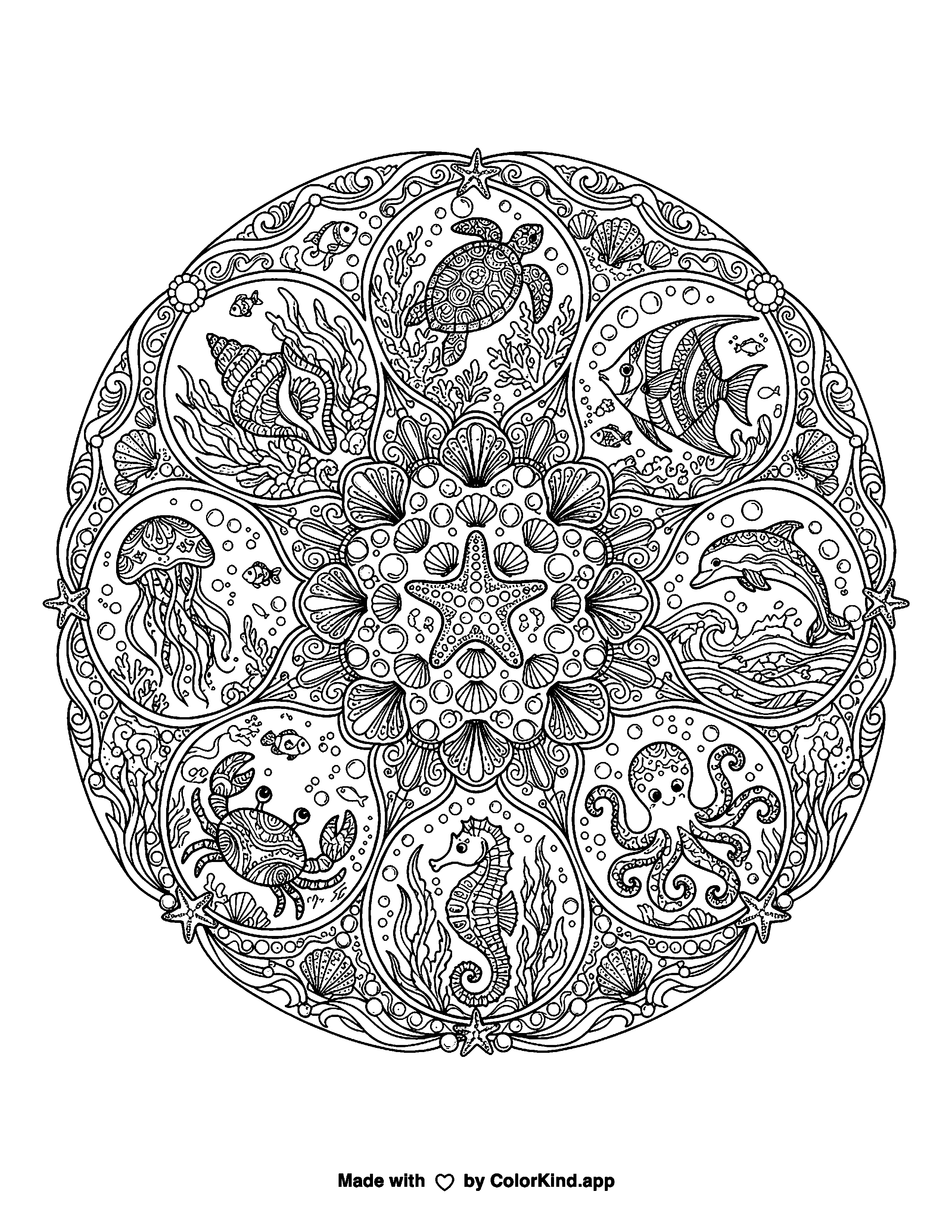 Ocean Mandala Coloring Page as a free printable coloring page reviewed by ColorKind